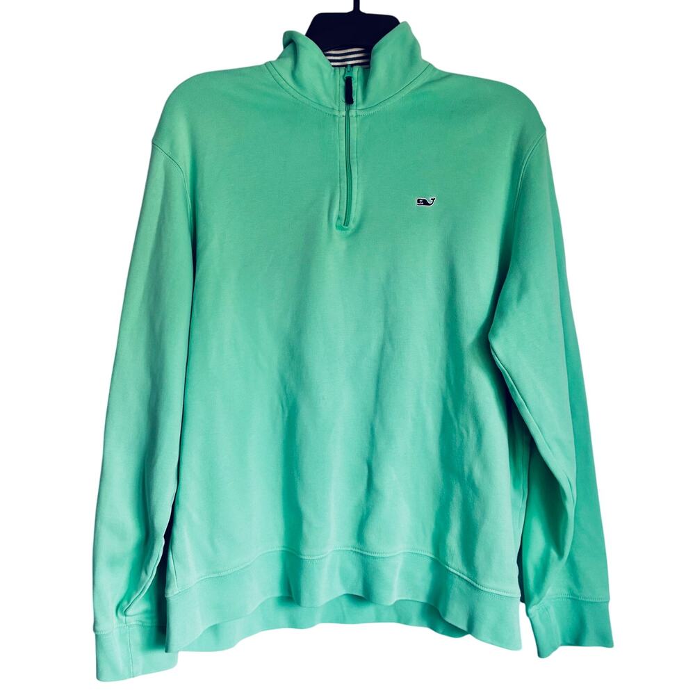 Vineyard Vines Men's Medium Aqua Green Quarter Zip Pullover Whale Logo Medium
